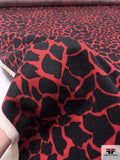 Italian Animal Pattern Printed Brushed Wool Blend Coating - Red / Black