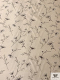 Delicate Floral Printed Silk-Cotton Mikado - Champagne / Dark Brown / White