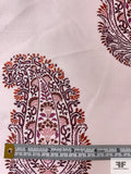 Paisley Printed Silk-Cotton Mikado - Lightest Blush / Dark Purples / Red