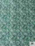 Bubble Ink Printed Silk-Cotton Mikado - Green / Teal / Light Mint / Brown