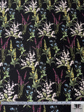 Garden Floral Printed Silk-Cotton Mikado - Black / Greens / Pink / Yellow / Blue