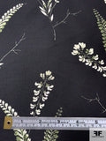 Stalk Floral Printed Silk-Cotton Mikado - Black / Green / Off-White