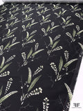 Stalk Floral Printed Silk-Cotton Mikado - Black / Green / Off-White