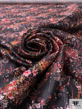 Splattered Floral Printed Silk-Cotton Mikado - Black / Pink / Raspberry / Orange