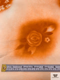 Spray Paint Floral Printed Satin Face Organza - Dusty Orange / Peachy Nude