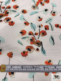 Watercolor Petals Printed Silk-Cotton Faille - Burnt Orange / Aqua / Off-White / Black