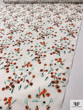 Watercolor Petals Printed Silk-Cotton Faille - Burnt Orange / Aqua / Off-White / Black