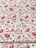 Jovial Leaf Stems and Floral Matte-Side Printed Silk Charmeuse - Off-White / Dusty Pink / Vermilion / Brown