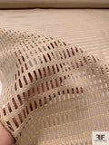 Italian Grid Pattern Novelty Guipure-Like Lace with Glossy Finish - Tan