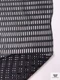 Italian Grid Pattern Novelty Guipure-Like Lace with Glossy Finish - Black