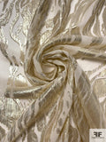 Abstract Striations Fil Coupé Metallic Chiffon - Gold / Light Cream