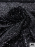 Novelty Polyester Taffeta with Lurex Thread Fringe - Black