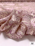 Abstract Printed Burnout Silk Blend Chiffon - Dusty Purple / Light Beige