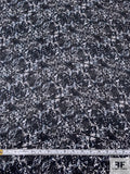 Abstract and Square Grid Printed Satin Face Organza - Black / Off-White / Dusty Blues / Grey