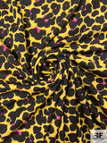 Italian Painterly Floral Clusters Printed Wool Blend Knit - Yellow / Black / Fuchsia