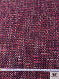 Italian Chunky Wool Blend Tweed Suiting - Hot Pinks / Purple / Boysenberry / Light Grey