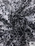 Italian Novelty Fine Tricot Floral Burnout - Black / White