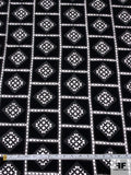 Geometric Pattern Stretch Velvet Guipure Lace - Black