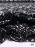 Italian Metallic Tassels Fil Coupé on Silk Blend Gauze - Black / Silver