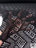 Chevron Crochet-Look Guipure Lace - Black