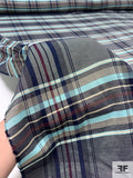 Italian Plaid Cotton Blend Shirting - Navy / Beige / Sky Blue / Burgundy