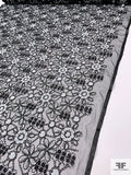 3D Floral Embroidered Fine Tulle - Black / Off-White