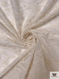 Double-Scalloped Leaf Vines Embroidered Cotton-Rayon Gauze - Natural Ivory
