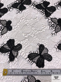 Butterfly Pattern Guipure Lace - Off-White / Black