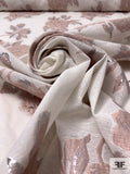 Romantic Floral Textured Organdy-Brocade with Lurex Detailing - Dusty Pink/ Silver / Light Ivory