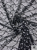 3D Vine Embroidered Tulle - Black / White