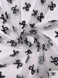 Ribbon Bows Embroidered Tulle - Black / Off-White