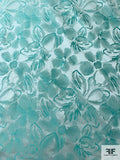 Reversible Floral Brocade - Aquamarine / Grey