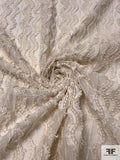 Wavy Lines Textured Embroidered Novelty Cotton Gauze - Light Cream