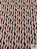 Italian Wavy Lines Cotton Double Knit - Light Beige / Black / Burnt Orange