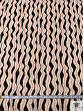 Italian Wavy Lines Cotton Double Knit - Light Beige / Black / Burnt Orange