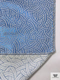 Italian Interlinked Design Metallic Brocade - Metallic Blue / Off-White