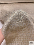 Italian Reptile Inspired Textured Metallic Brocade - Silver / Tan