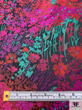 Italian Floral Field Brocade - Raspberry / Reds / Aquamarine / Black
