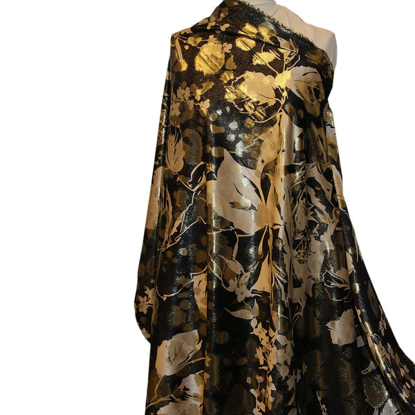 Black Gold Metallic Faille Fabric main image 1