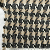 Houndstooth-Look Loosely Woven Wool Tweed - Black/Beige