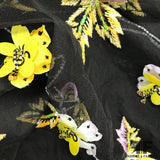 3D Floral Hand-Beaded Tulle - Black/Yellow - Fabrics & Fabrics NY