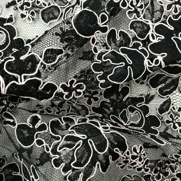Black Floral Lace Fabric