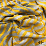 Horizontal Striped Cotton Ribbed Knit - Distressed Yellow/White