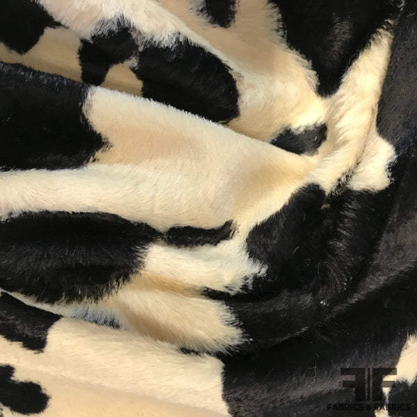 Cowhide Faux Fur - Black/Cream - Fabric by the Yard