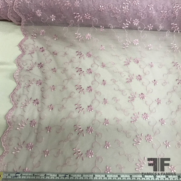 Designer Purplish Pink Net Embroidered Fabric FAB183