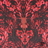 Silk Georgette Damask with Cow Skull Print - Red/Black