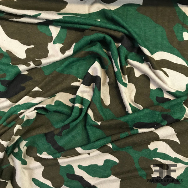 Camouflage Printed Lightweight Stretch Rayon Jersey Knit - Green/Brown –  Fabrics & Fabrics