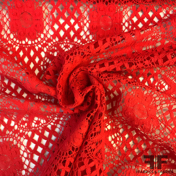 Red Lace Fabrics Crocheted Gown Fabric Hollowed Out Embroidered Florals Lace  Fabrics Retro Venice Lace Supplies -  Australia