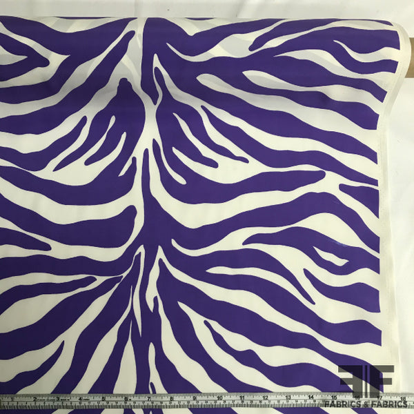Zebra Striped Silk Charmeuse - Purple/White – Fabrics & Fabrics