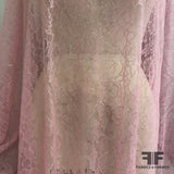 Leavers Lace with Metallic - Pink/Silver